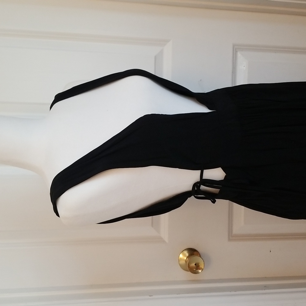H&M Black  Deep V Snap Button Dress